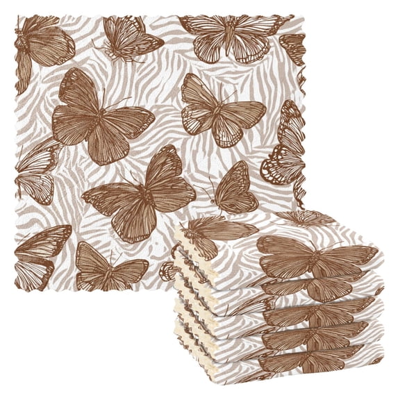 6 Pieces of Kitchen Towels 11x11Inch Kitchen Dish Cloths Kitchen Dish Towels Reuseable Cleaning Cloths Butterflies and Zebra