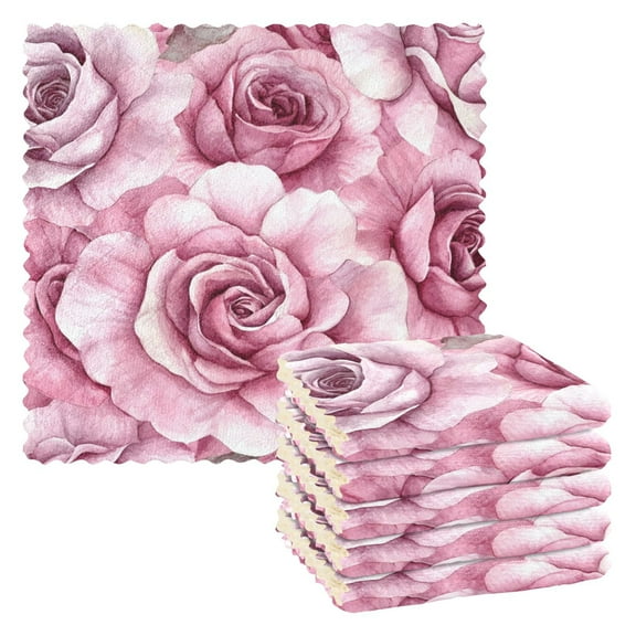 6 Pieces of Kitchen Towels 11x11Inch Kitchen Dish Cloths Kitchen Dish Towels Reuseable Cleaning Cloths Charming Roses