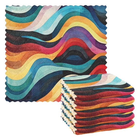 6 Pieces of Kitchen Towels 11x11Inch Kitchen Dish Cloths Kitchen Dish Towels Reuseable Cleaning Cloths Color Sea Seamless