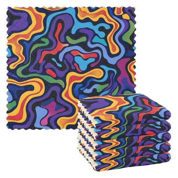 6 Pieces of Kitchen Towels 11x11Inch Kitchen Dish Cloths Kitchen Dish Towels Reuseable Cleaning Cloths Colored River