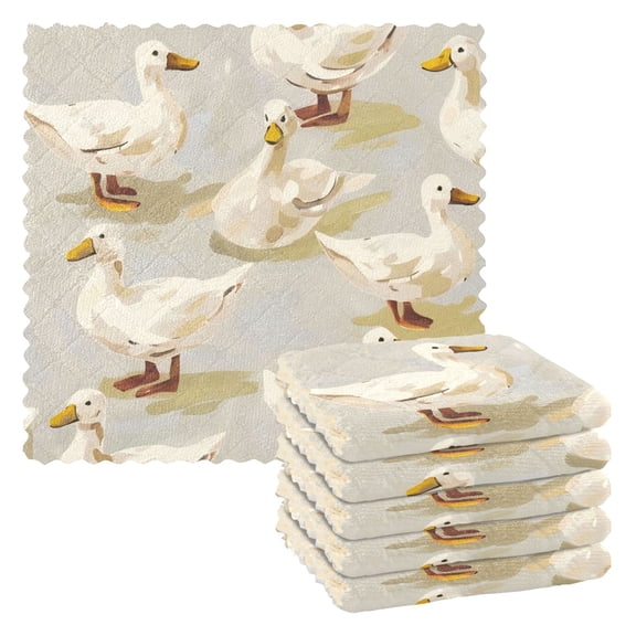 6 Pieces of Kitchen Towels 11x11Inch Kitchen Dish Cloths Kitchen Dish Towels Reuseable Cleaning Cloths Cute Duck