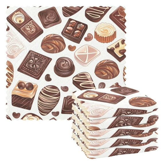 6 Pieces of Kitchen Towels 11x11Inch Kitchen Dish Cloths Kitchen Dish Towels Reuseable Cleaning Cloths Dark Chocolate