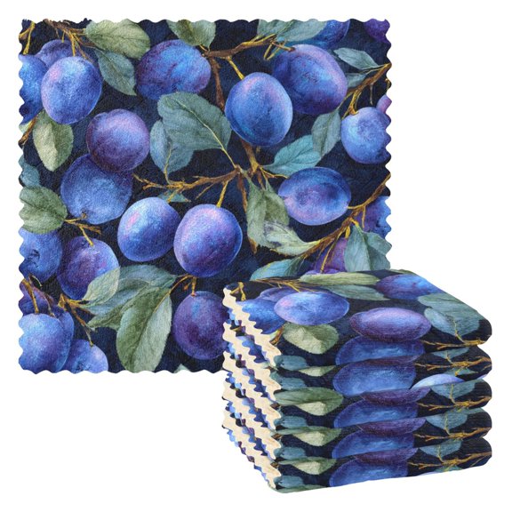 6 Pieces of Kitchen Towels 11x11Inch Kitchen Dish Cloths Kitchen Dish Towels Reuseable Cleaning Cloths Deep Blue Plum