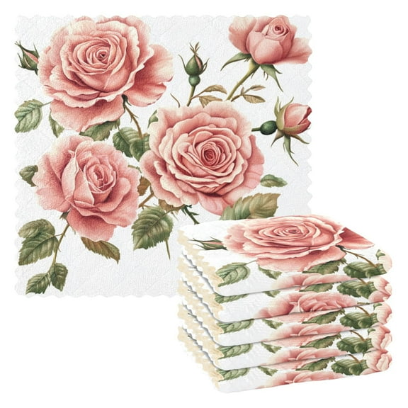 6 Pieces of Kitchen Towels 11x11Inch Kitchen Dish Cloths Kitchen Dish Towels Reuseable Cleaning Cloths Five Roses