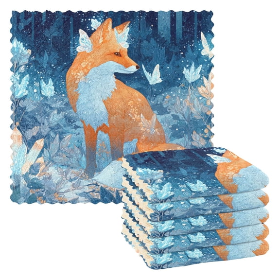 6 Pieces of Kitchen Towels 11x11Inch Kitchen Dish Cloths Kitchen Dish Towels Reuseable Cleaning Cloths Fox Beautiful