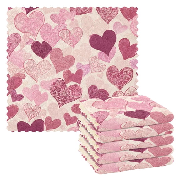 6 Pieces of Kitchen Towels 11x11Inch Kitchen Dish Cloths Kitchen Dish Towels Reuseable Cleaning Cloths Gradient Heart Chart