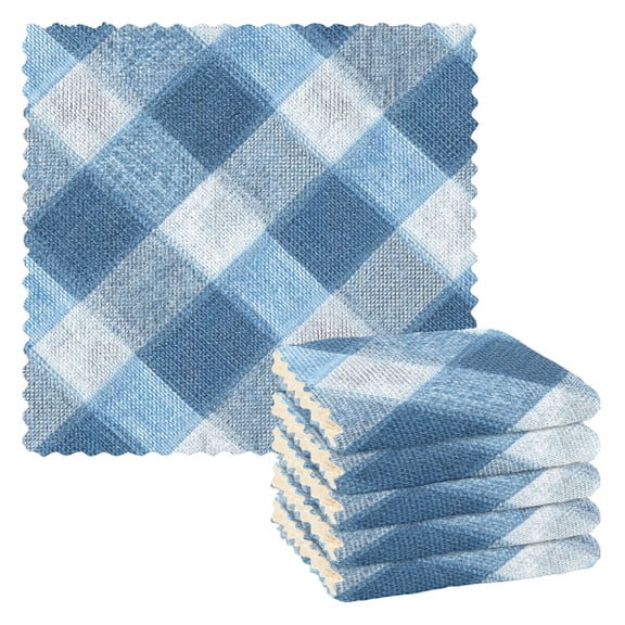 6 Pieces of Kitchen Towels 11x11Inch Kitchen Dish Cloths Kitchen Dish Towels Reuseable Cleaning Cloths Light Blue Denim