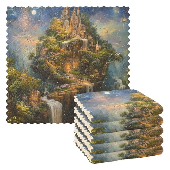 6 Pieces of Kitchen Towels 11x11Inch Kitchen Dish Cloths Kitchen Dish Towels Reuseable Cleaning Cloths Magic Castle