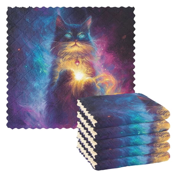 6 Pieces of Kitchen Towels 11x11Inch Kitchen Dish Cloths Kitchen Dish Towels Reuseable Cleaning Cloths Magic Cat