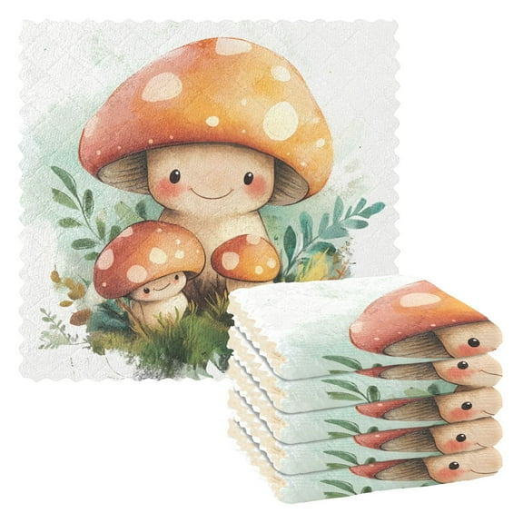 6 Pieces of Kitchen Towels 11x11Inch Kitchen Dish Cloths Kitchen Dish Towels Reuseable Cleaning Cloths Mushroom Man
