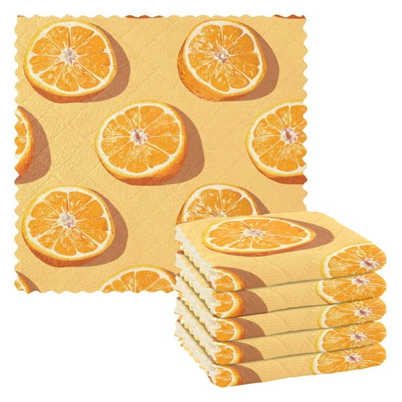 6 Pieces of Kitchen Towels 11x11Inch Kitchen Dish Cloths Kitchen Dish Towels Reuseable Cleaning Cloths Orange Orange