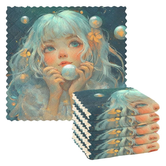 6 Pieces of Kitchen Towels 11x11Inch Kitchen Dish Cloths Kitchen Dish Towels Reuseable Cleaning Cloths Pearl Beauty