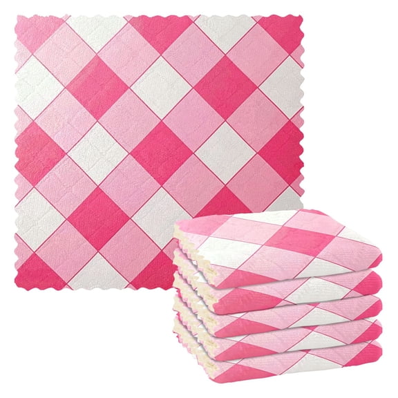 6 Pieces of Kitchen Towels 11x11Inch Kitchen Dish Cloths Kitchen Dish Towels Reuseable Cleaning Cloths Pink Check