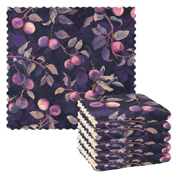 6 Pieces of Kitchen Towels 11x11Inch Kitchen Dish Cloths Kitchen Dish Towels Reuseable Cleaning Cloths Purple Plum