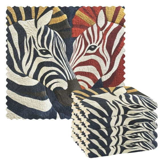 6 Pieces of Kitchen Towels 11x11Inch Kitchen Dish Cloths Kitchen Dish Towels Reuseable Cleaning Cloths Red and Black Zebras