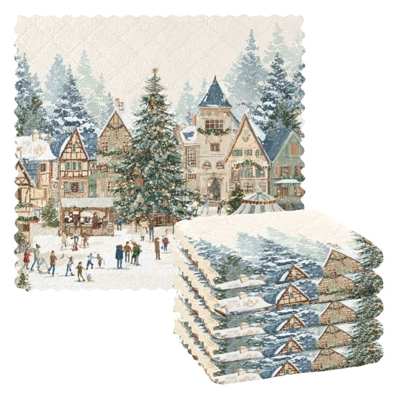 6 Pieces of Kitchen Towels 11x11Inch Kitchen Dish Cloths Kitchen Dish Towels Reuseable Cleaning Cloths Romantic Christmas House Beautiful