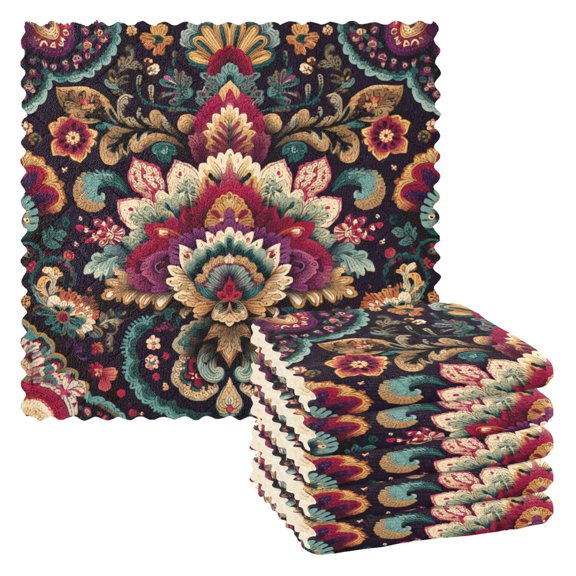 6 Pieces of Kitchen Towels 11x11Inch Kitchen Dish Cloths Kitchen Dish Towels Reuseable Cleaning Cloths Seamless Colored Pattern