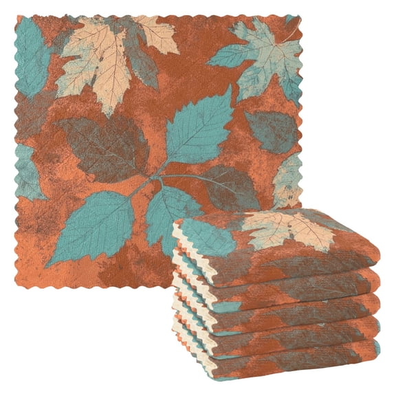 6 Pieces of Kitchen Towels 11x11Inch Kitchen Dish Cloths Kitchen Dish Towels Reuseable Cleaning Cloths Super Beautiful Green Leaves