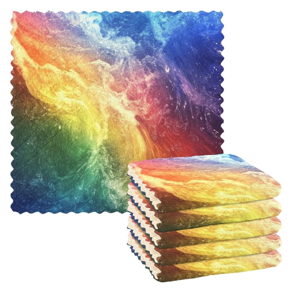 6 Pieces of Kitchen Towels 11x11Inch Kitchen Dish Cloths Kitchen Dish Towels Reuseable Cleaning Cloths Super Beautiful Rainbow