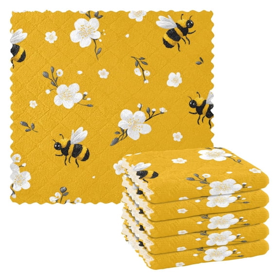 6 Pieces of Kitchen Towels Ultra Soft Absorbent Quick Drying Dish Cloths 1111inch Cute Cartoon Bees