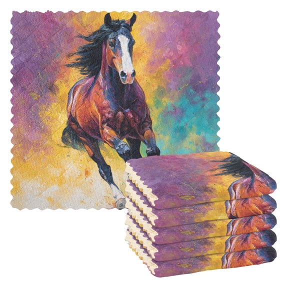6 Pieces of Kitchen Towels Ultra Soft Absorbent Quick Drying Dish Cloths 1111inch Dynamic Equestrian Art Design