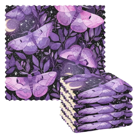 6 Pieces of Kitchen Towels Ultra Soft Absorbent Quick Drying Dish Cloths 1111inch Pastel Purple and Lilac Moths