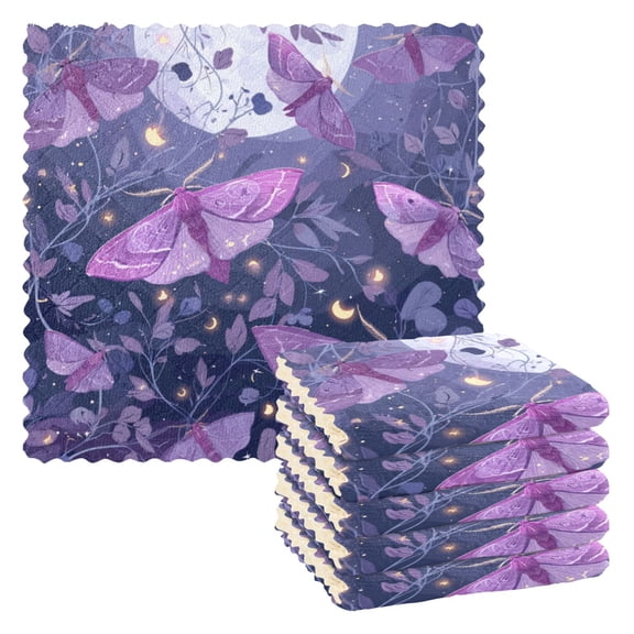 6 Pieces of Kitchen Towels Ultra Soft Absorbent Quick Drying Dish Cloths 1111inch Purple Lilac Moths
