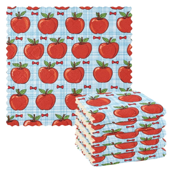 6 Pieces of Kitchen Towels Ultra Soft Absorbent Quick Drying Dish Cloths 1111inch Red Apple Gingham Print