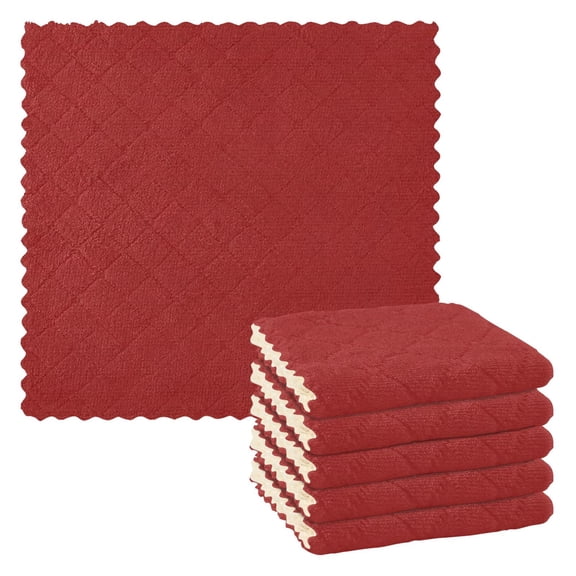6 Pieces of Kitchen Towels Ultra Soft Absorbent Quick Drying Dish Cloths 1111inch Solid Deep Crimson Background