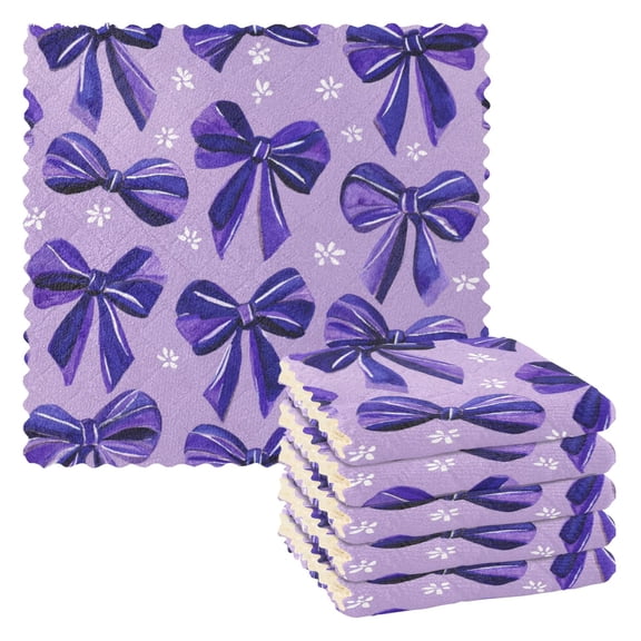6 Pieces of Kitchen Towels Ultra Soft Absorbent Quick Drying Dish Cloths 1111inch Violet Bow Charm
