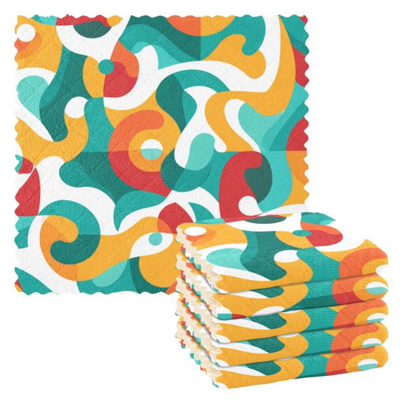 6 Pieces of Kitchen Towels Ultra Soft Absorbent Quick Drying Dish Cloths 1111inch Waves Of Tropical Color