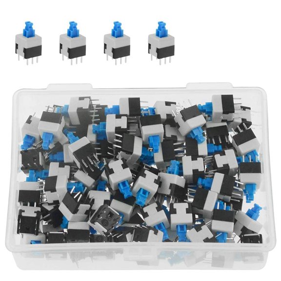 6 Pin DPDT Self-Locking Micro Push Button Switch 8mmx8mm 100pcs