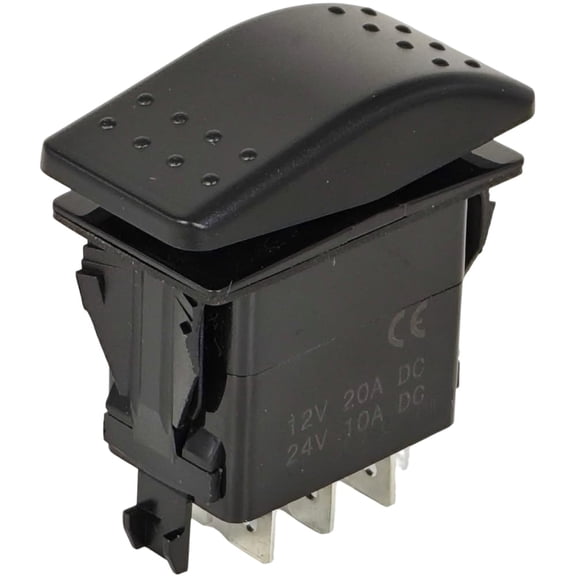6 Pin (ON)-Off-(ON) Momentary Rocker Switch VLD1S00B-AZC00-000 DPDT 20A 12VDC Sealed Non-Illuminated 3 Positions DIY Control