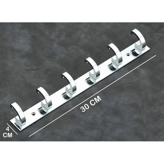 6 Pin Stainless Steel Wall Hooks Hanger For Kitchen And Bathroom Decor