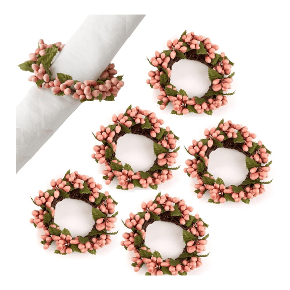6 Pink Pip Berry Candle Rings - for Candles and Napkins - Factory Direct Craft