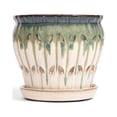 thumbnail image 1 of Repotme 5.5" x 6" x 6" Pinwheel Fluted Emerald Ceramic Orchid Plant Pot with Drainage Holes, 1 of 2