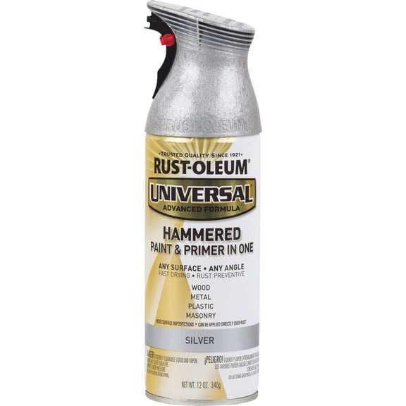 6-pack Rust-Oleum Universal All-Surface Hammered Spray Paint - Durable, Metallic Silver - 6 Pack, 11 oz — Heavy-Duty Construction, Professional Use