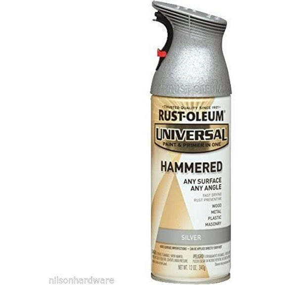 Rust-Oleum Universal All-Surface Hammered Spray Paint - Durable, Metallic Silver - 6 Pack, 11 oz