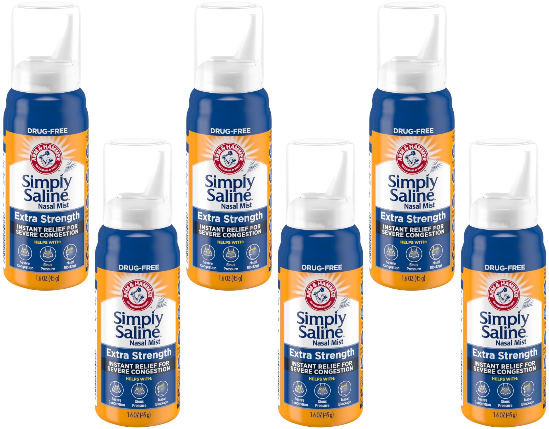 6 Pk Simply Saline Nasal Mist Extra Strength for Severe Congestion 1.5oz Each