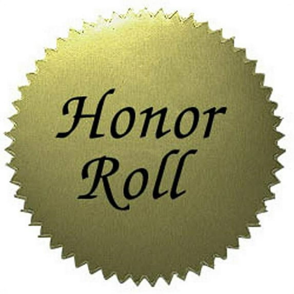 (6 Pk) Stickers Gold Honor Roll 2In Diameter 50 Per Pk