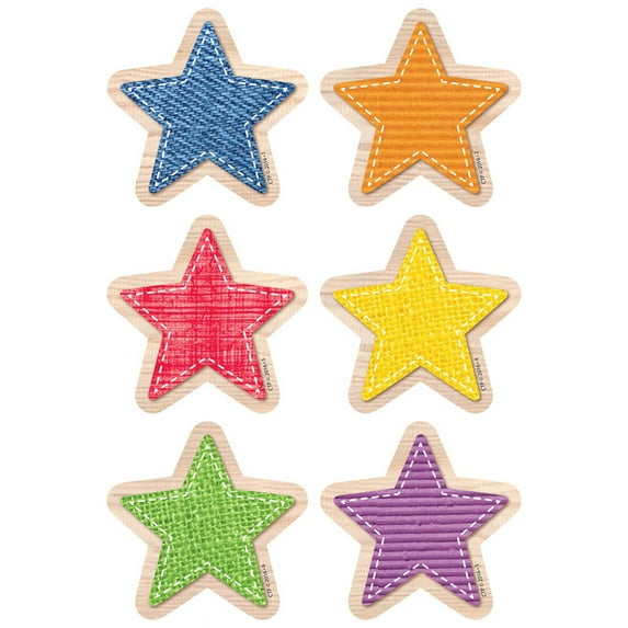 (6 Pk) Upcycle Style Stars 3In Cut Outs