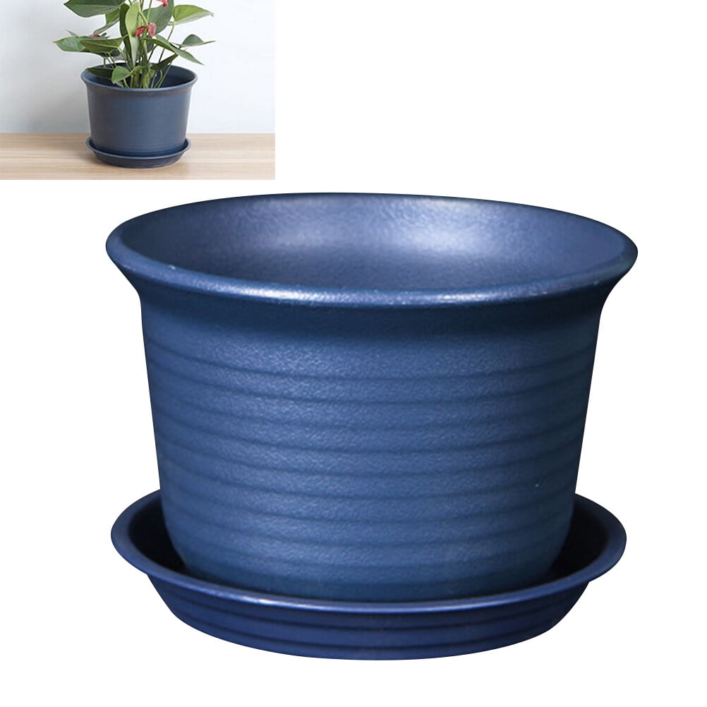 6'' Plant Pots Bulk, Plastic Planters with Drainage Holes and Saucers