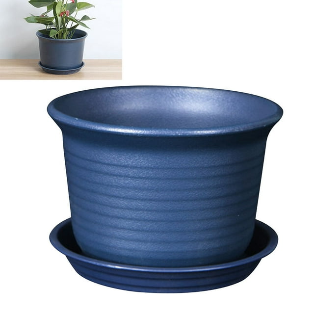 6'' Plant Pots Bulk, Plastic Planters with Drainage Holes and Saucers