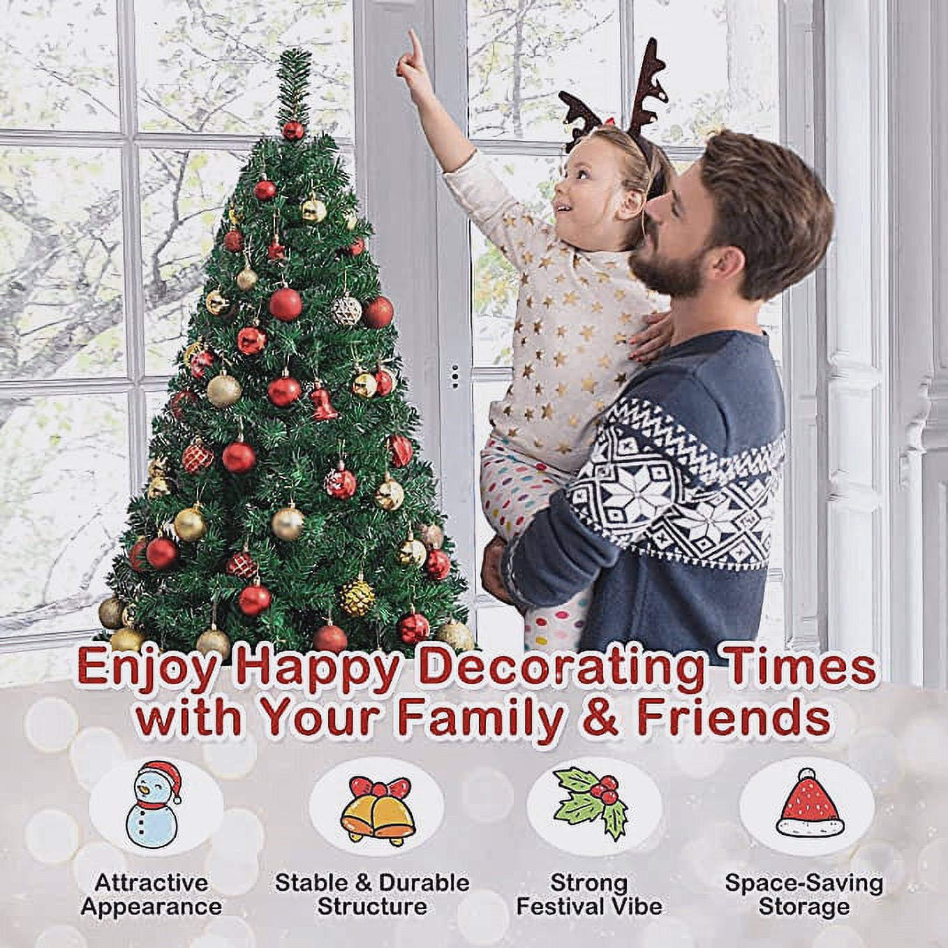 6' Plastic Prelit Artificial Christmas Tree Alberta Spruce with Clear