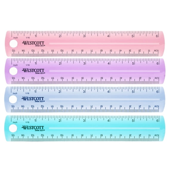 6" Plastic Ruler, Assorted Colors (No Color Choice)