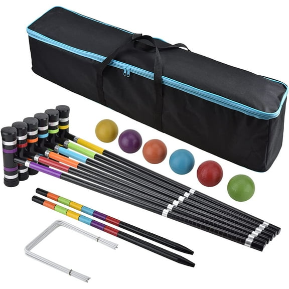 [6 Players] Premium Croquet Set 35'' for Families, Croquet Set with Carrying Bag for Yard Outdoor Lawn Backyard Games for Kids Adults All Ages