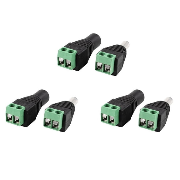 6 Plug Male and Female 5.5 X 2.1 mm DC Jack, Surveillance Camera EU Power Plug