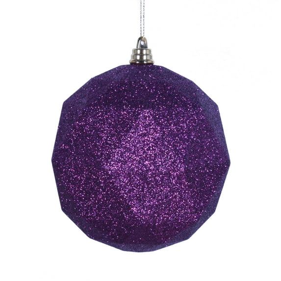 6" Plum Glitter Geometric Ball 4/bag