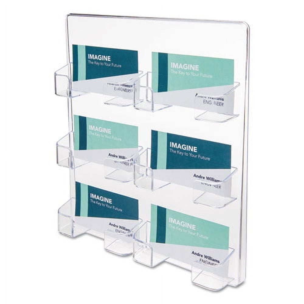 6-Pocket Business Card Holder, Holds 480 Cards, 8.5 X 1.63 X 9.75, Plastic, Clear | Bundle of 2 Each
