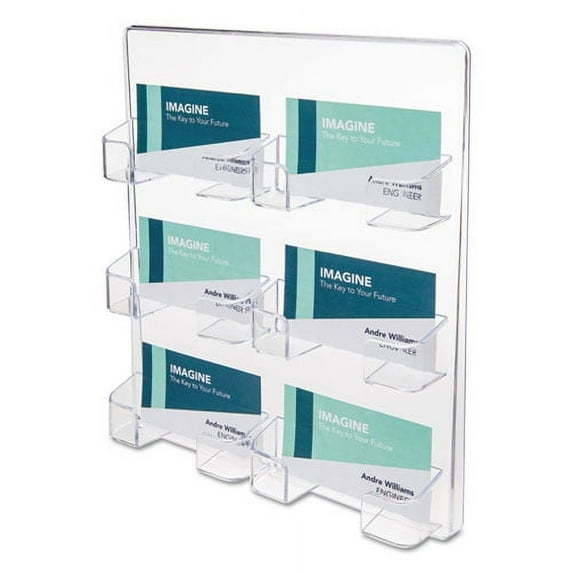 6-Pocket Business Card Holder, Holds 480 Cards, 8.5 X 1.63 X 9.75, Plastic, Clear | Bundle of 2 Each